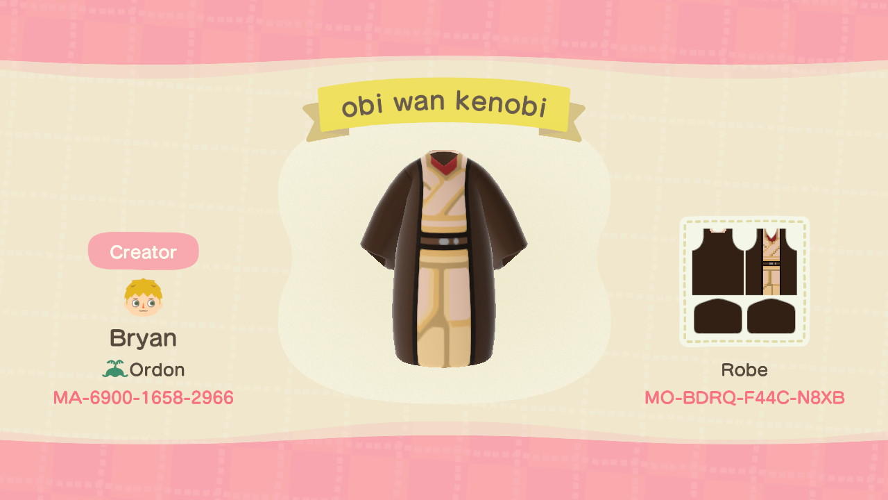 Animal Crossing Design Code: MO-BDRQ-F44C-N8XB Obi wan kenobi
