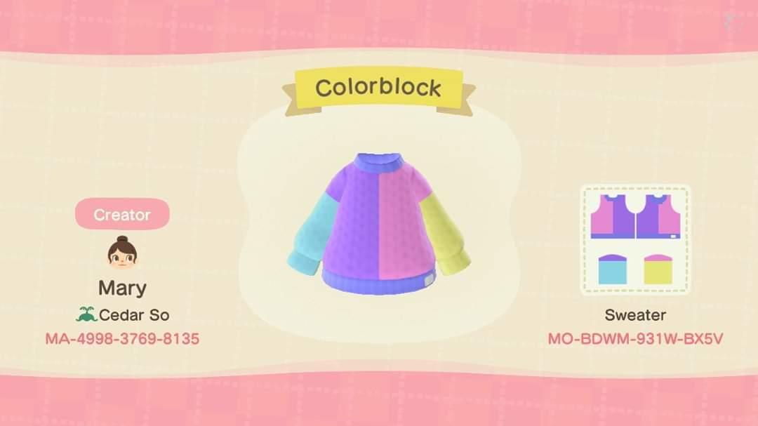 Animal Crossing Design Code: MO-BDWM-931W-BX5V Colorblock