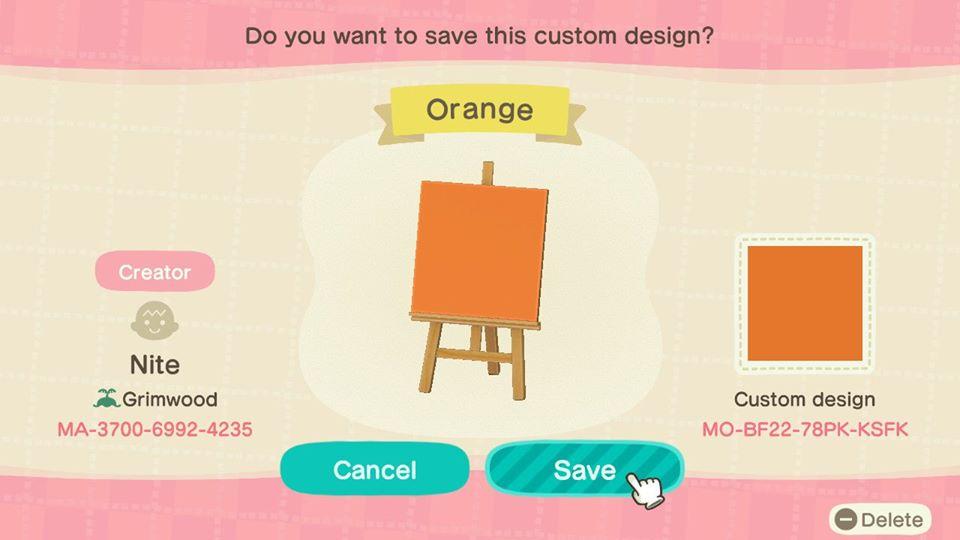 Animal Crossing Design Code: MO-BF22-78PK-KSFK Orange