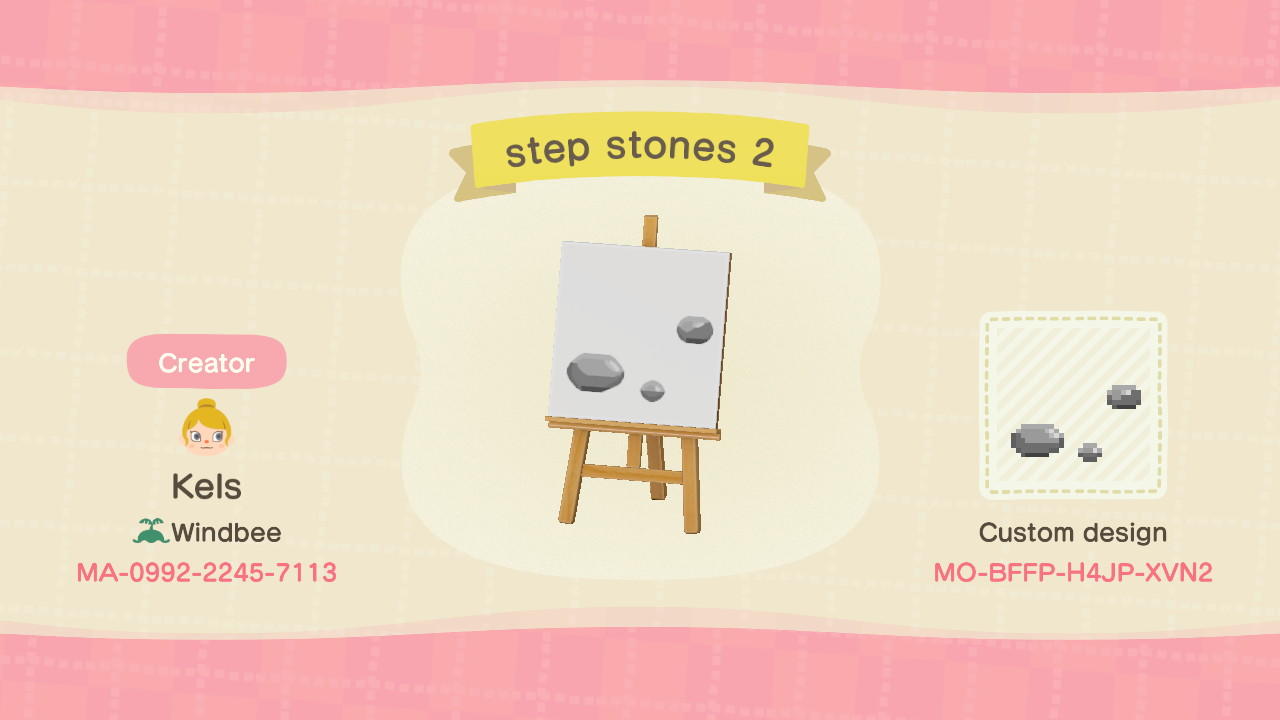 Animal Crossing Design Code: MO-BFFP-H4JP-XVN2 step stones 2