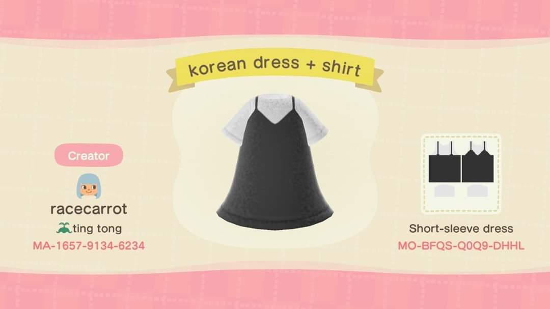 Animal Crossing Design Code: MO-BFQS-Q0Q9-DHHL korean dress + shirt