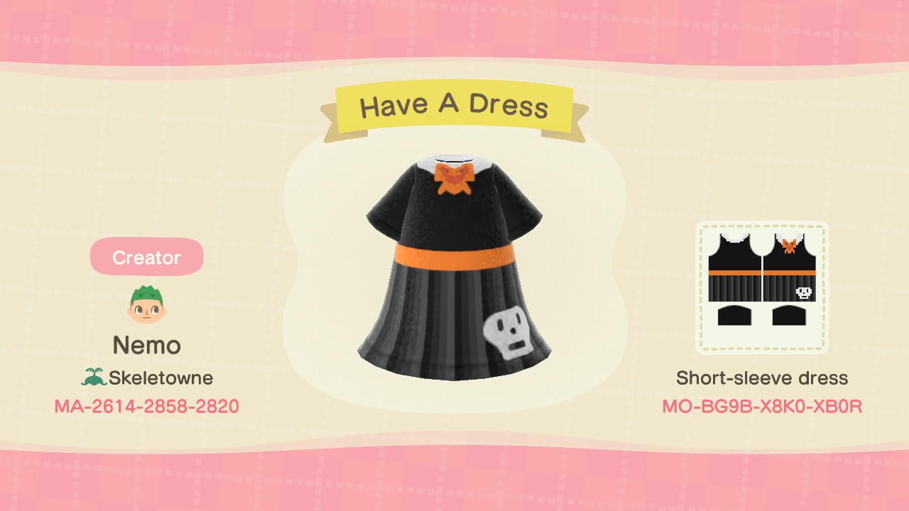 Animal Crossing Design Code: MO-BG9B-X8K0-XB0R Have A Dress