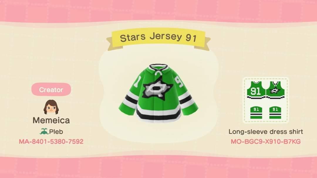 Animal Crossing Design Code: MO-BGC9-X910-B7KG Stars Jersey 91