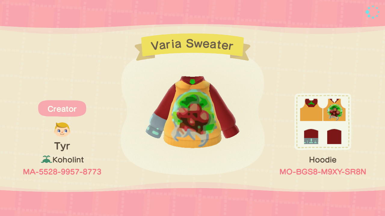 Animal Crossing Design Code: MO-BGS8-M9XY-SR8N Varia Sweater