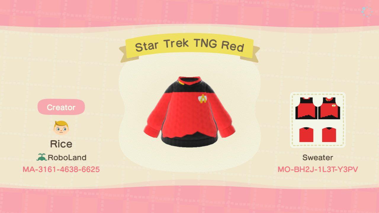 Animal Crossing Design Code: MO-BH2J-1L3T-Y3PV Star Trek TNG Red