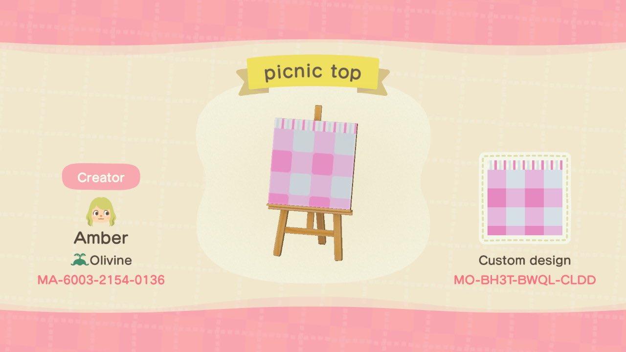 Animal Crossing Design Code: MO-BH3T-BWQL-CLDD Picnic Top