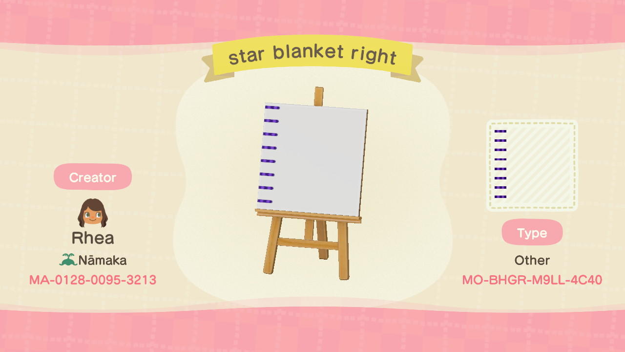 Animal Crossing Design Code: MO-BHGR-M9LL-4C40 Star Blanket Right
