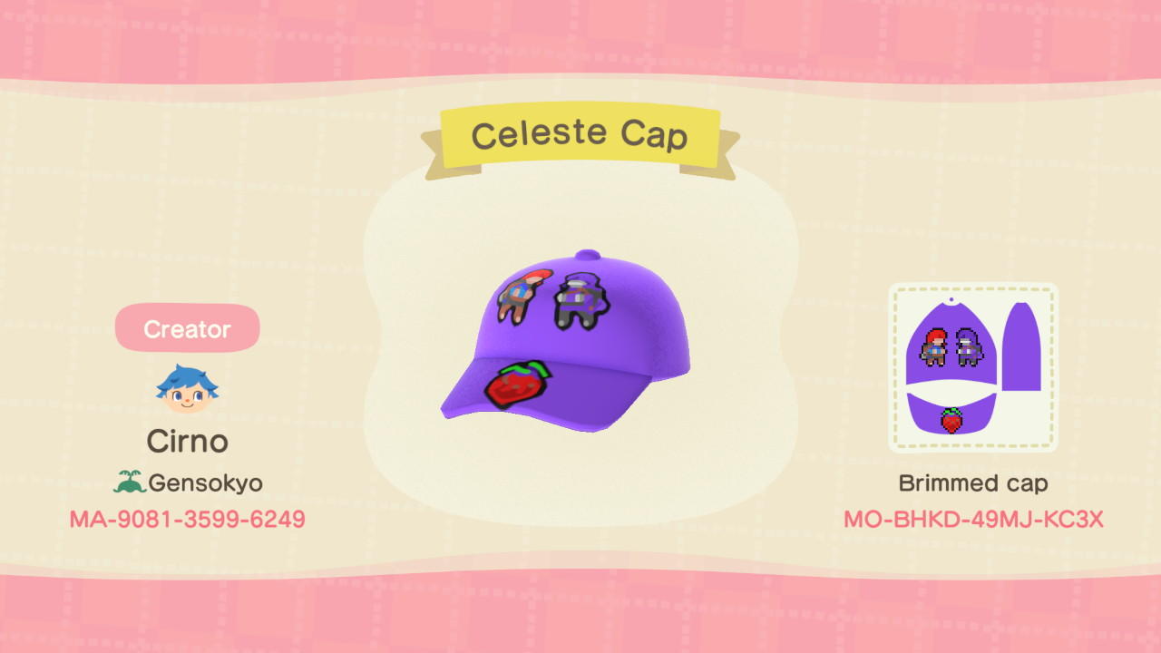 Animal Crossing Design Code: MO-BHKD-49MJ-KC3X Celeste Cap