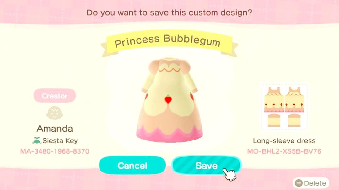 Animal Crossing Design Code: MO-BHL2-XS5B-BV76 Princess Bubblegum