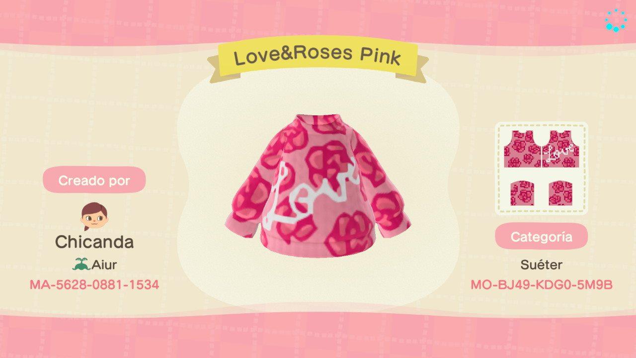 Animal Crossing Design Code: MO-BJ49-KDG0-5M9B Love&Roses Pink