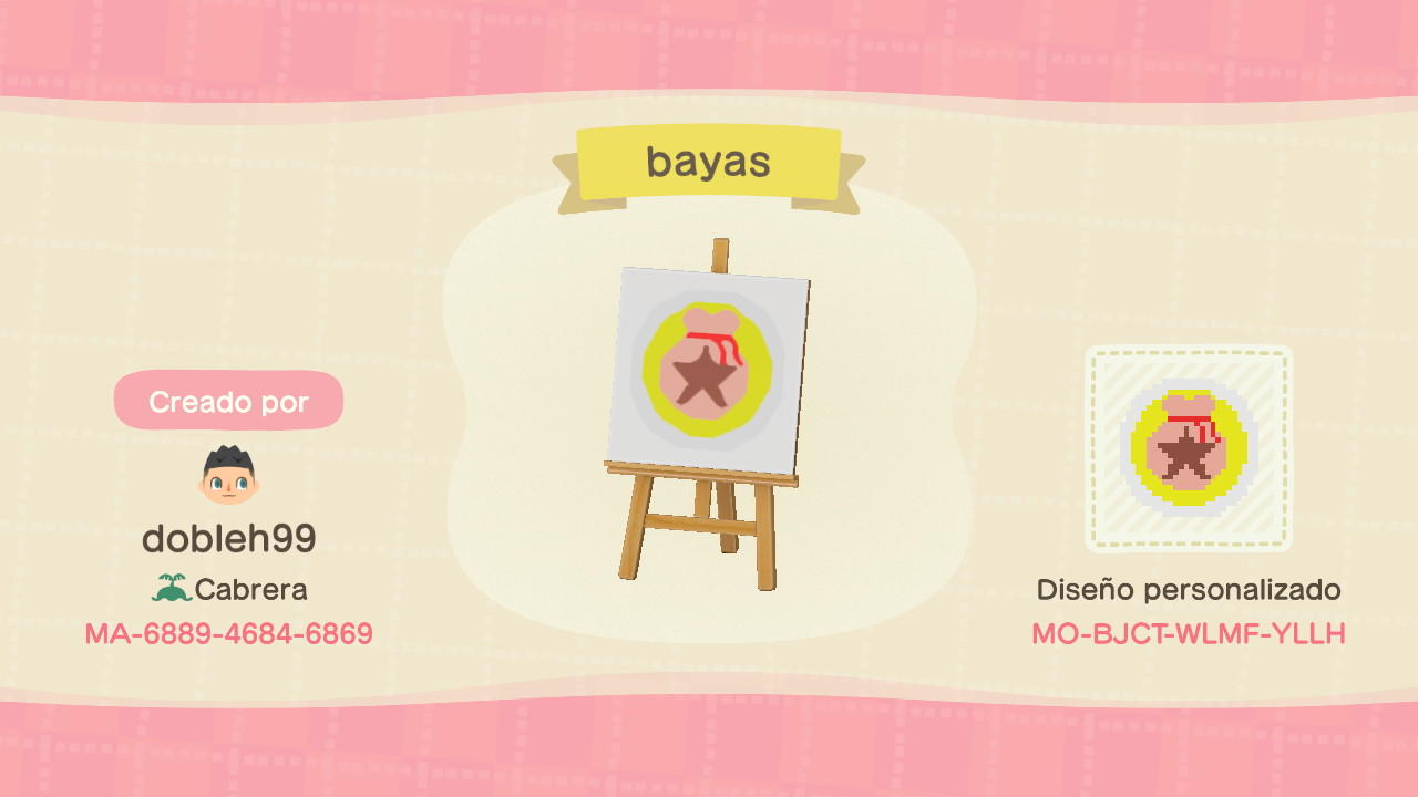 Animal Crossing Design Code: MO-BJCT-WLMF-YLLH Bayas Berry Logo