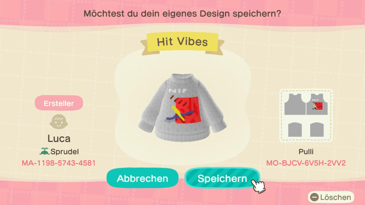 Animal Crossing Design Code: MO-BJCV-6V5H-2VV2 Hit Vibes