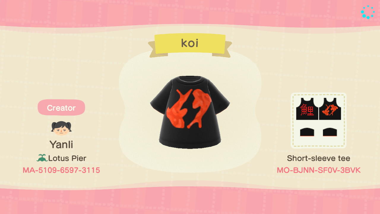 Animal Crossing Design Code: MO-BJNN-SF0V-3BVK Koi