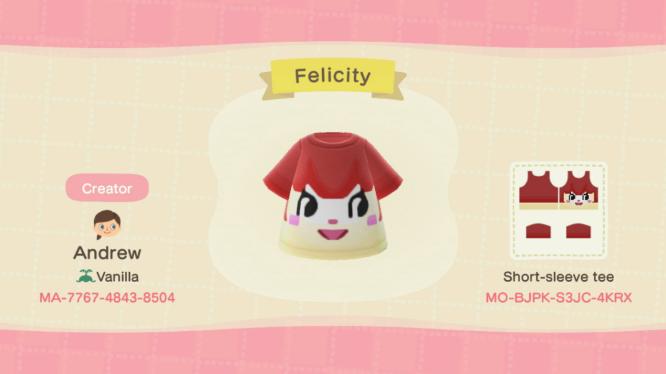 Animal Crossing Design Code: MO-BJPK-S3JC-4KRX Felicity