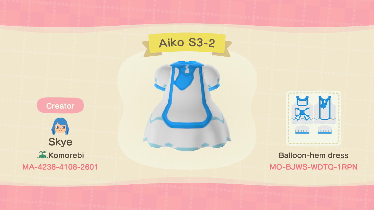 Animal Crossing Design Code: MO-BJWS-WDTQ-1RPN Aiko S3-2