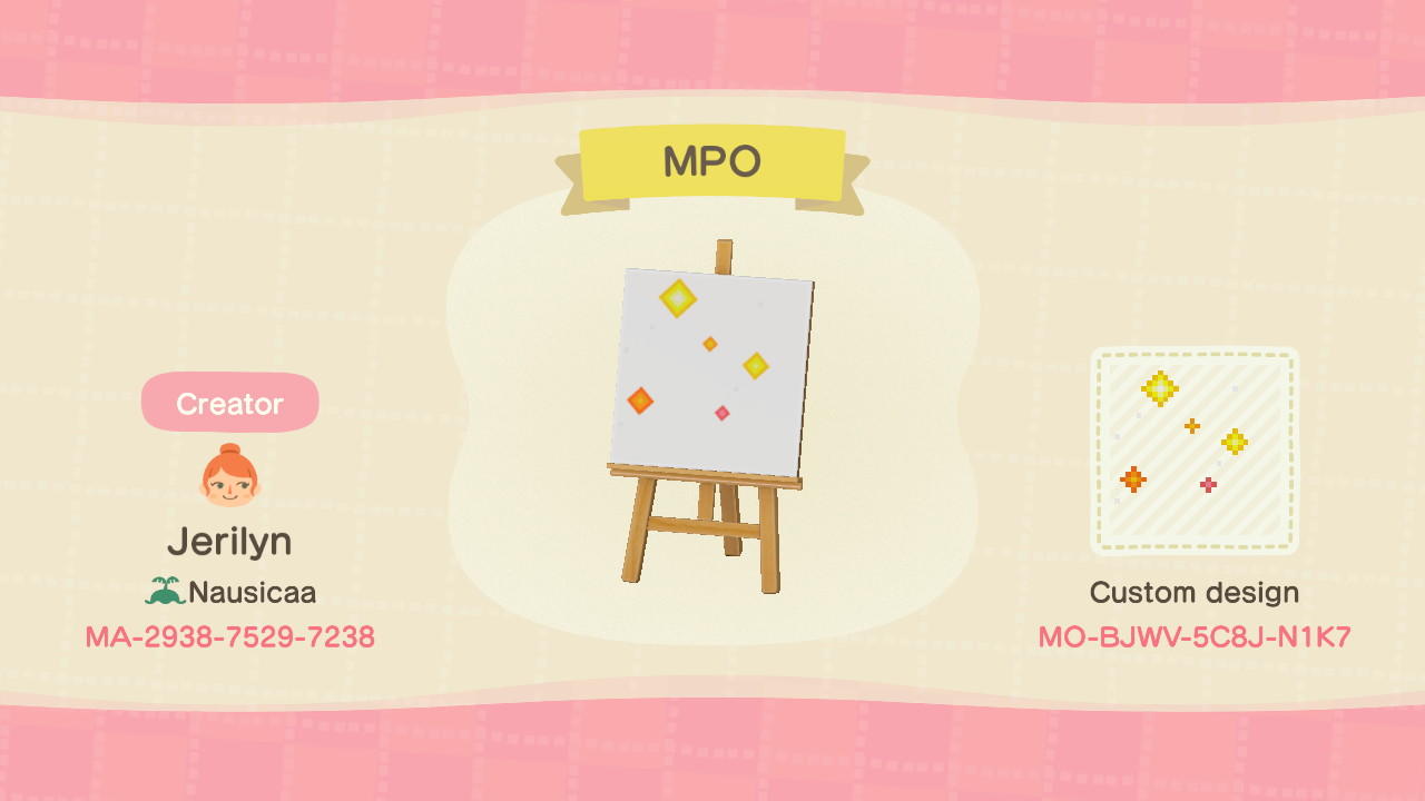 Animal Crossing Design Code: MO-BJWV-5C8J-N1K7 MPO