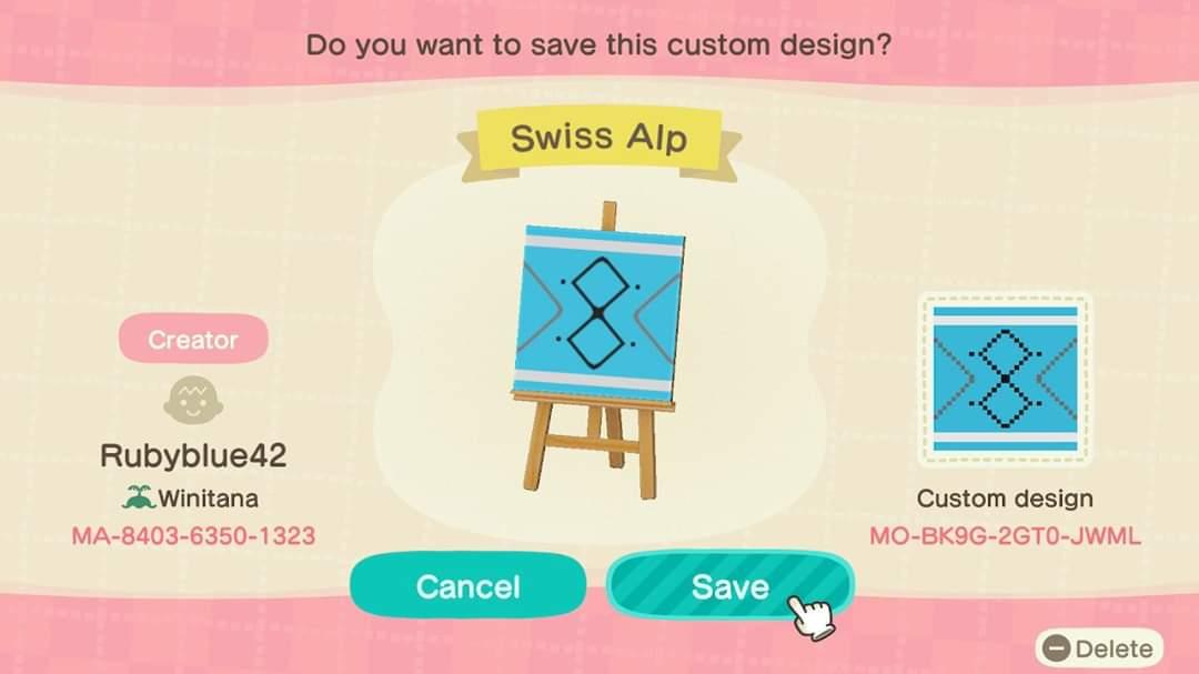 Animal Crossing Design Code: MO-BK9G-2GT0-JWML Swiss Alps