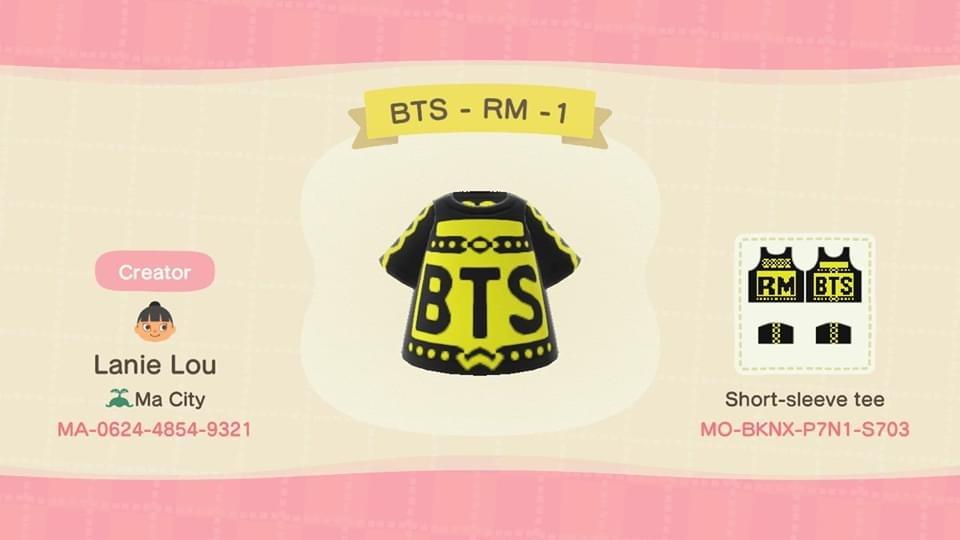 Animal Crossing Design Code: MO-BKNX-P7N1-S703 BTS - RM - 1