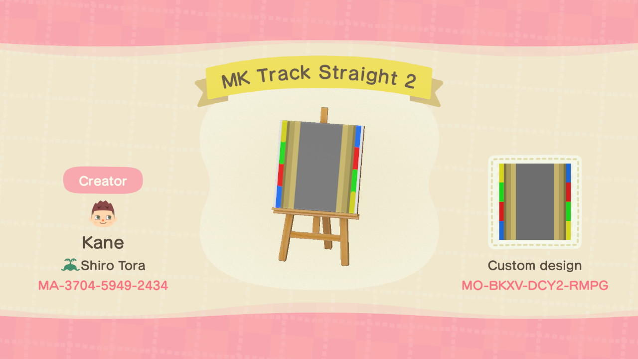 Animal Crossing Design Code: MO-BKXV-DCY2-RMPG MK Track Straight 2