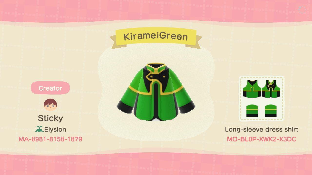 Animal Crossing Design Code: MO-BL0P-XWK2-X3DC Kirameigreen