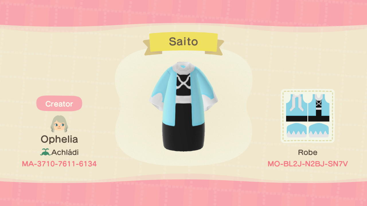 Animal Crossing Design Code: MO-BL2J-N2BJ-SN7V Saito Hakuoki