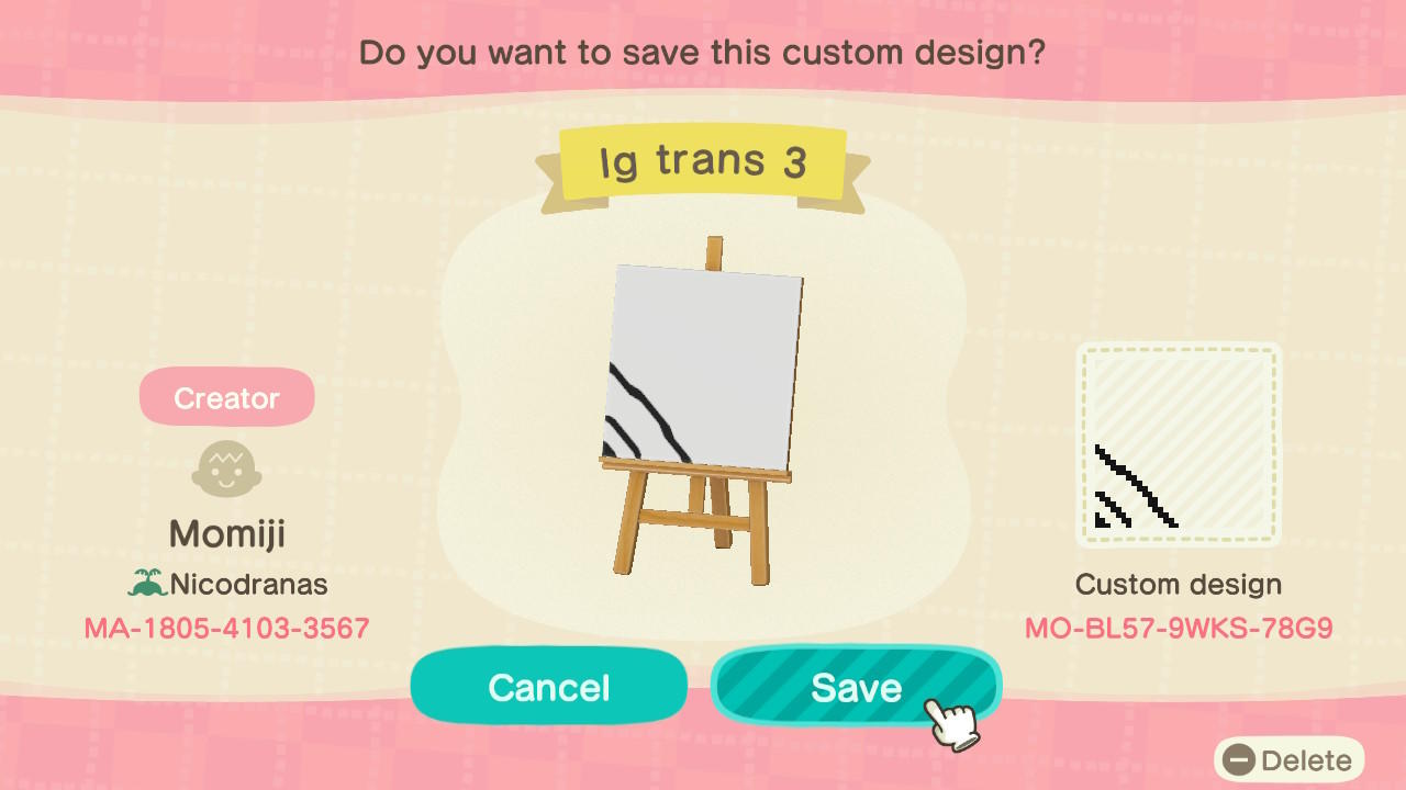 Animal Crossing Design Code: MO-BL57-9WKS-78G9 Transmutation 3/8