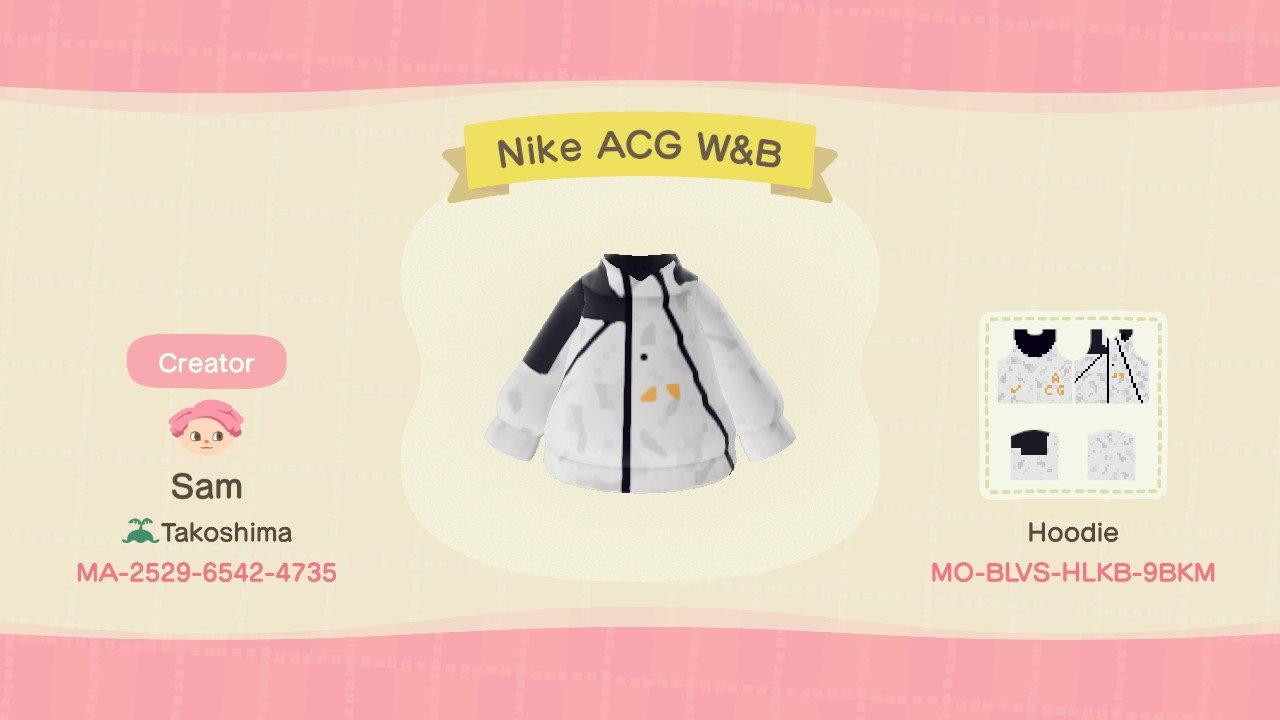 Animal Crossing Design Code: MO-BLVS-HLKB-9BKM Nike ACG Deploy W&B