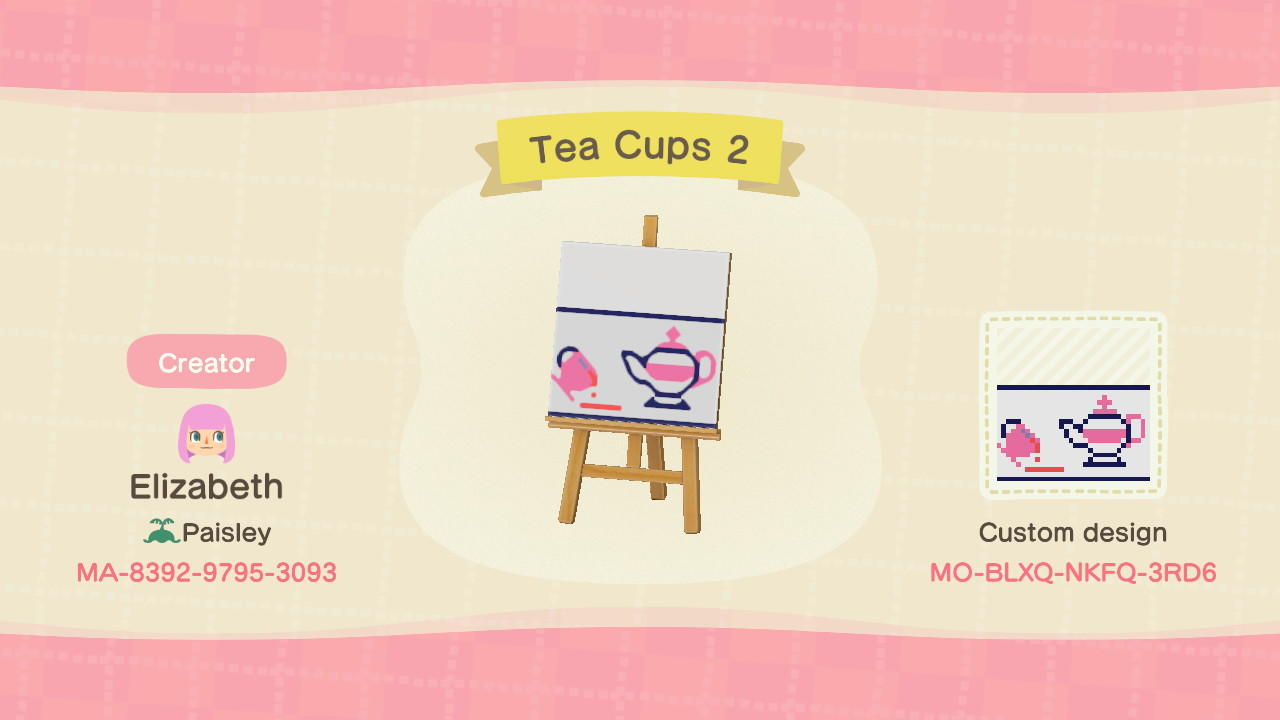 Animal Crossing Design Code: MO-BLXQ-NKFQ-3RD6 Tea Cups 2