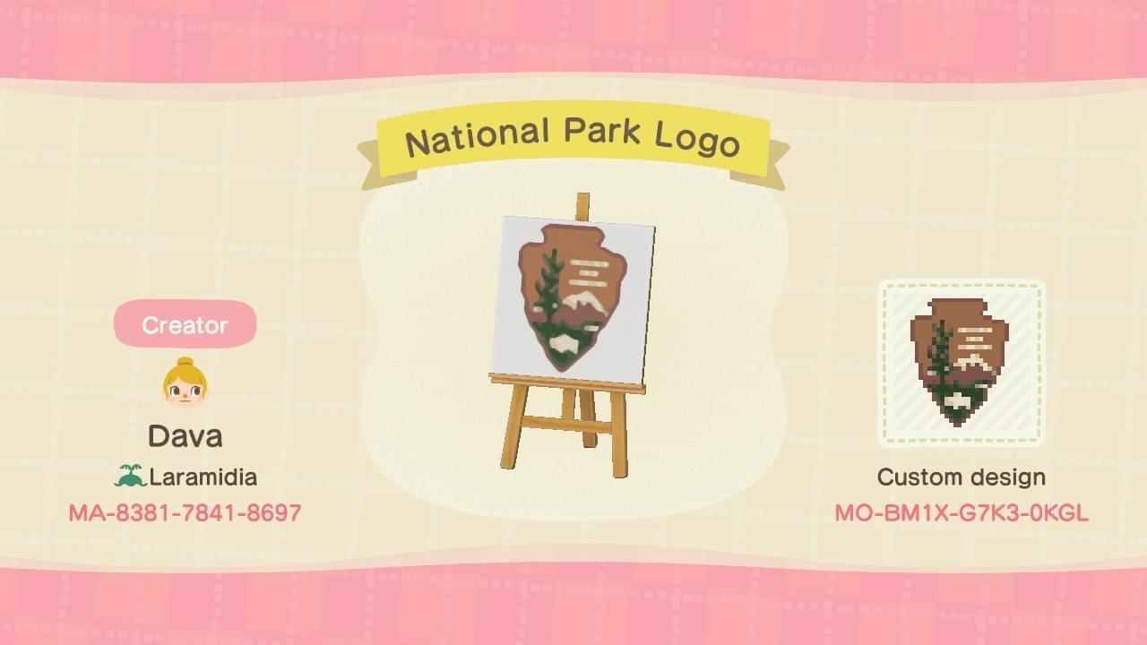 Animal Crossing Design Code: MO-BM1X-G7K3-0KGL National Park Logo