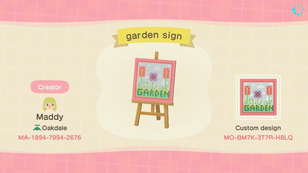 Animal Crossing Design Code: MO-BM7K-3T7R-H8LQ garden sign