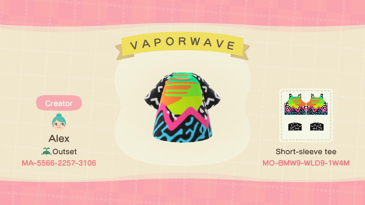 Animal Crossing Design Code: MO-BMW9-WLD9-1W4M V A P O R W A V E