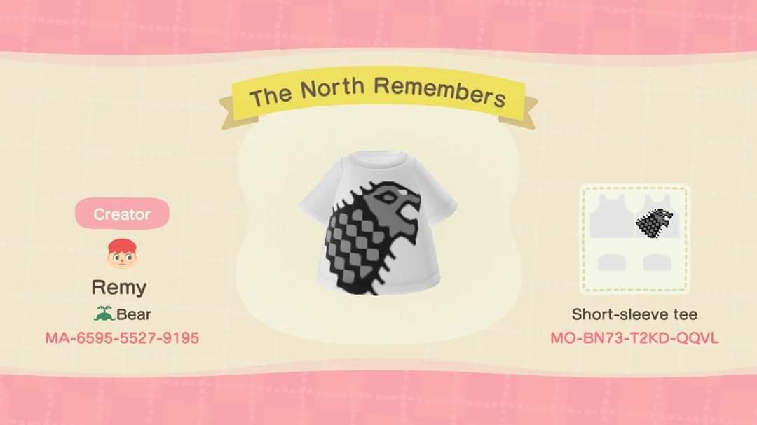 Animal Crossing Design Code: MO-BN73-T2KD-QQVL The North Remembers