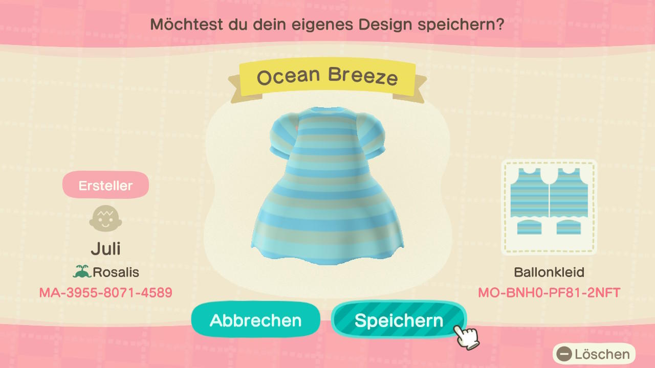 Animal Crossing Design Code: MO-BNH0-PF81-2NFT Ocean Breeze