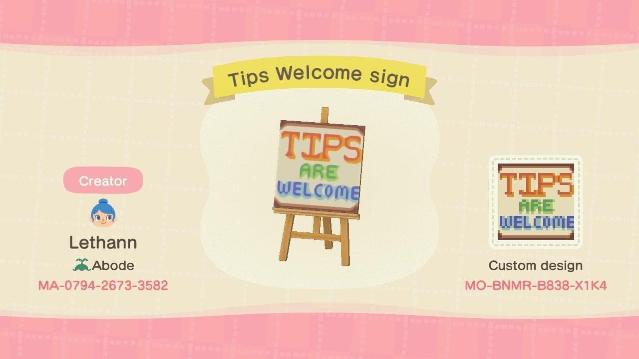 Animal Crossing Design Code: MO-BNMR-B838-X1K4 Tips Welcome sign