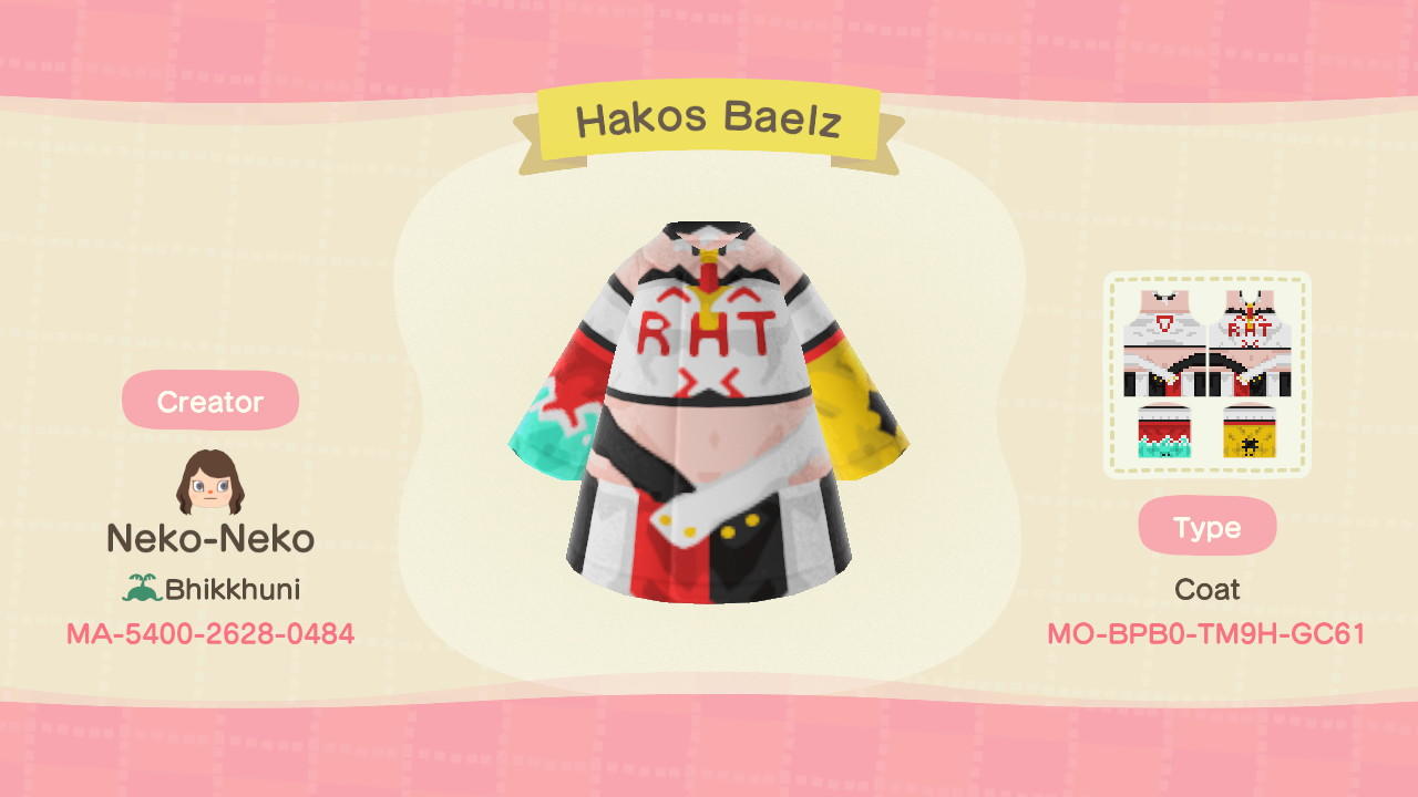 Animal Crossing Design Code: MO-BPB0-TM9H-GC61 Hakos Baelz (HoloEN)