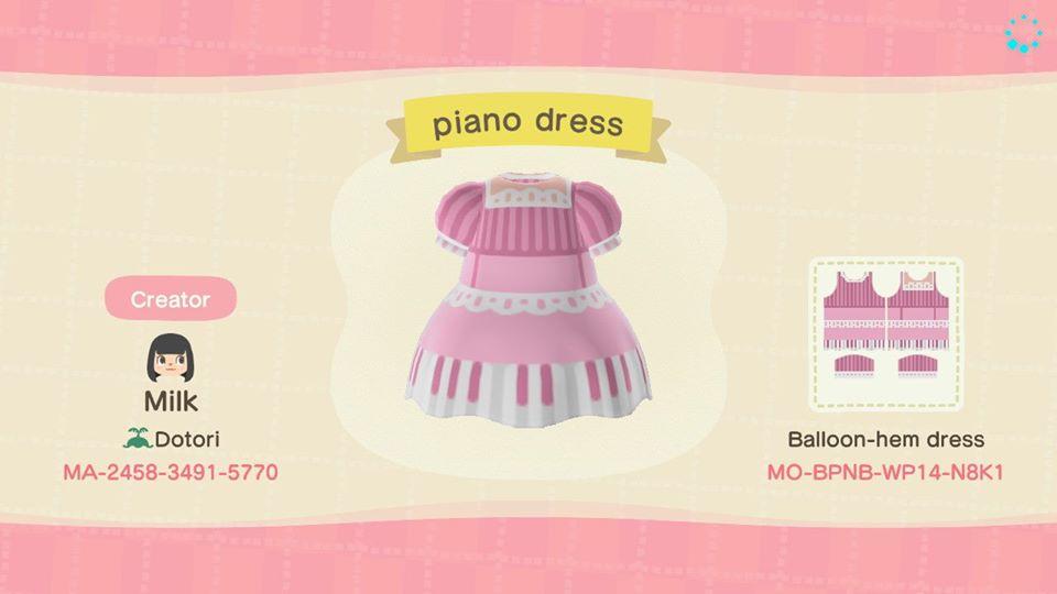 Animal Crossing Design Code: MO-BPNB-WP14-N8K1 piano dress