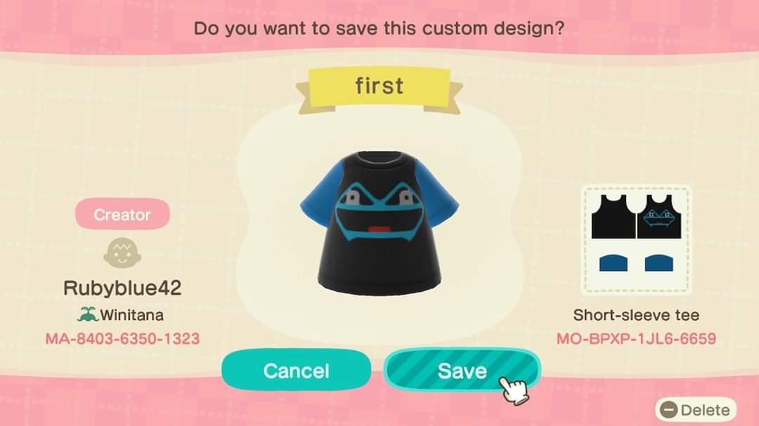 Animal Crossing Design Code: MO-BPXP-1JL6-6659 Frog Tee