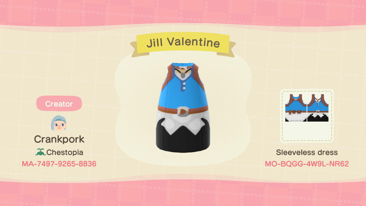 Animal Crossing Design Code: MO-BQGG-4W9L-NR62 Jill Valentine
