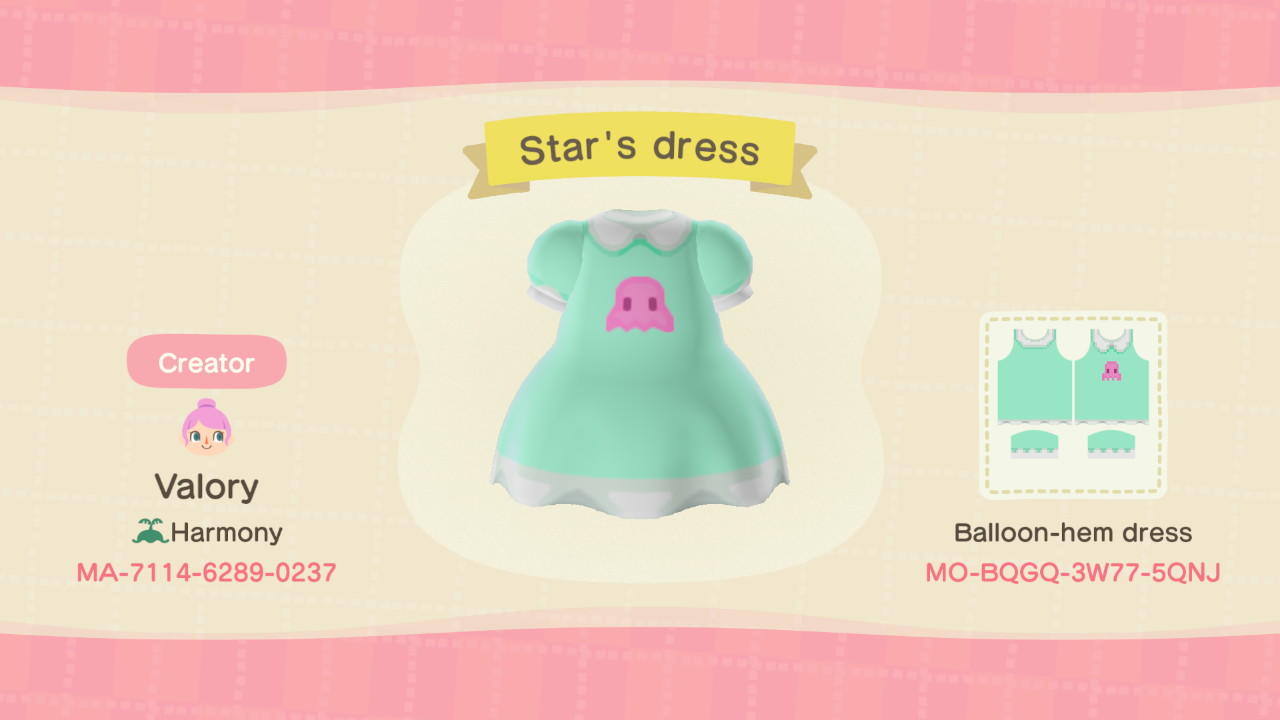 Animal Crossing Design Code: MO-BQGQ-3W77-5QNJ Star Butterfly dress