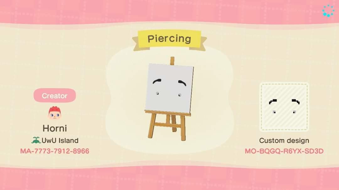 Animal Crossing Design Code: MO-BQGQ-R6YX-SD3D Piercing