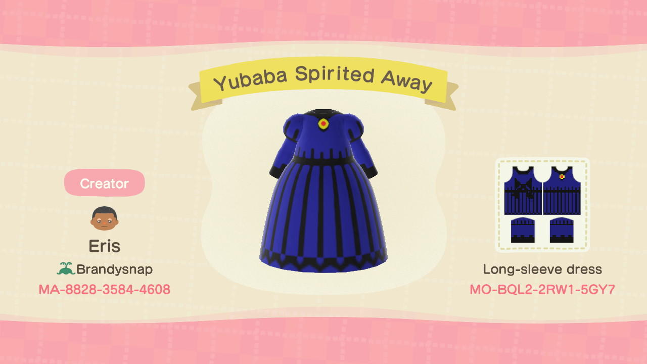 Animal Crossing Design Code: MO-BQL2-2RW1-5GY7 Yubaba Spirited Away