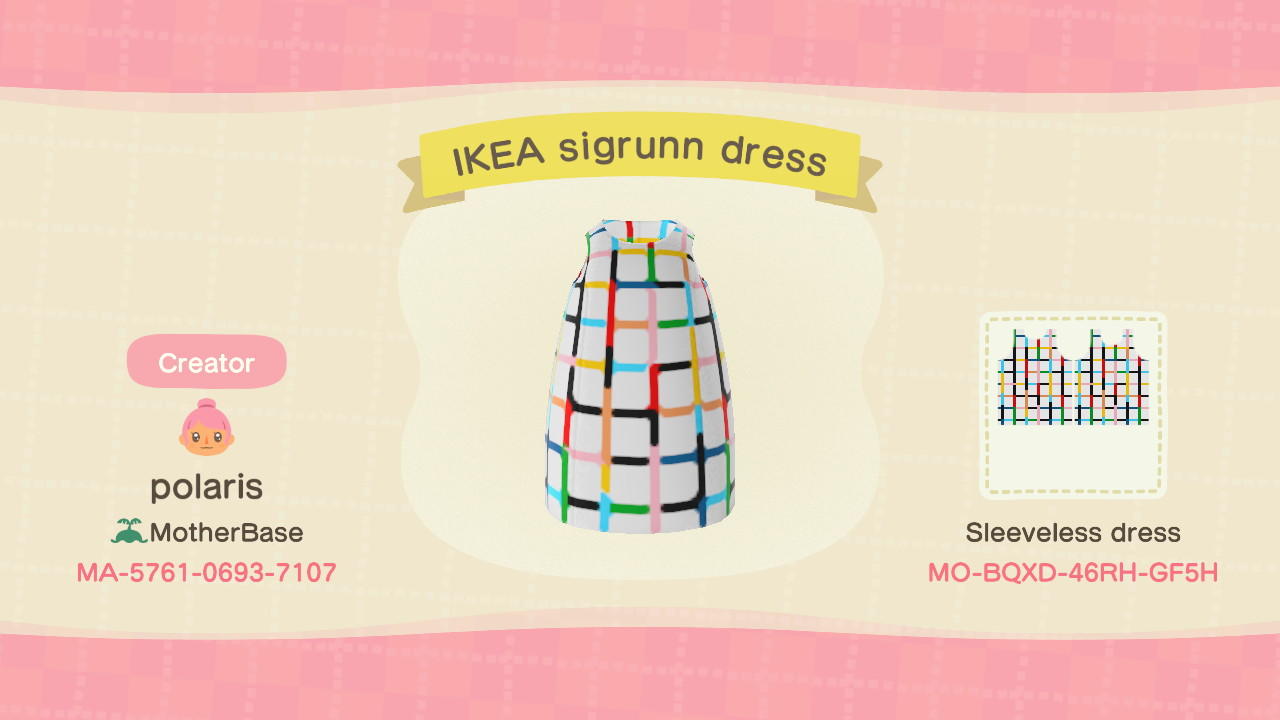 Animal Crossing Design Code: MO-BQXD-46RH-GF5H IKEA sigrunn dress