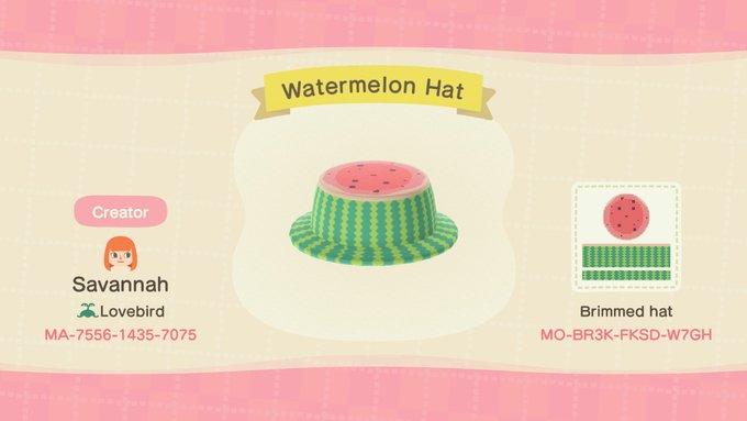 Animal Crossing Design Code: MO-BR3K-FKSD-W7GH Watermelon Hat