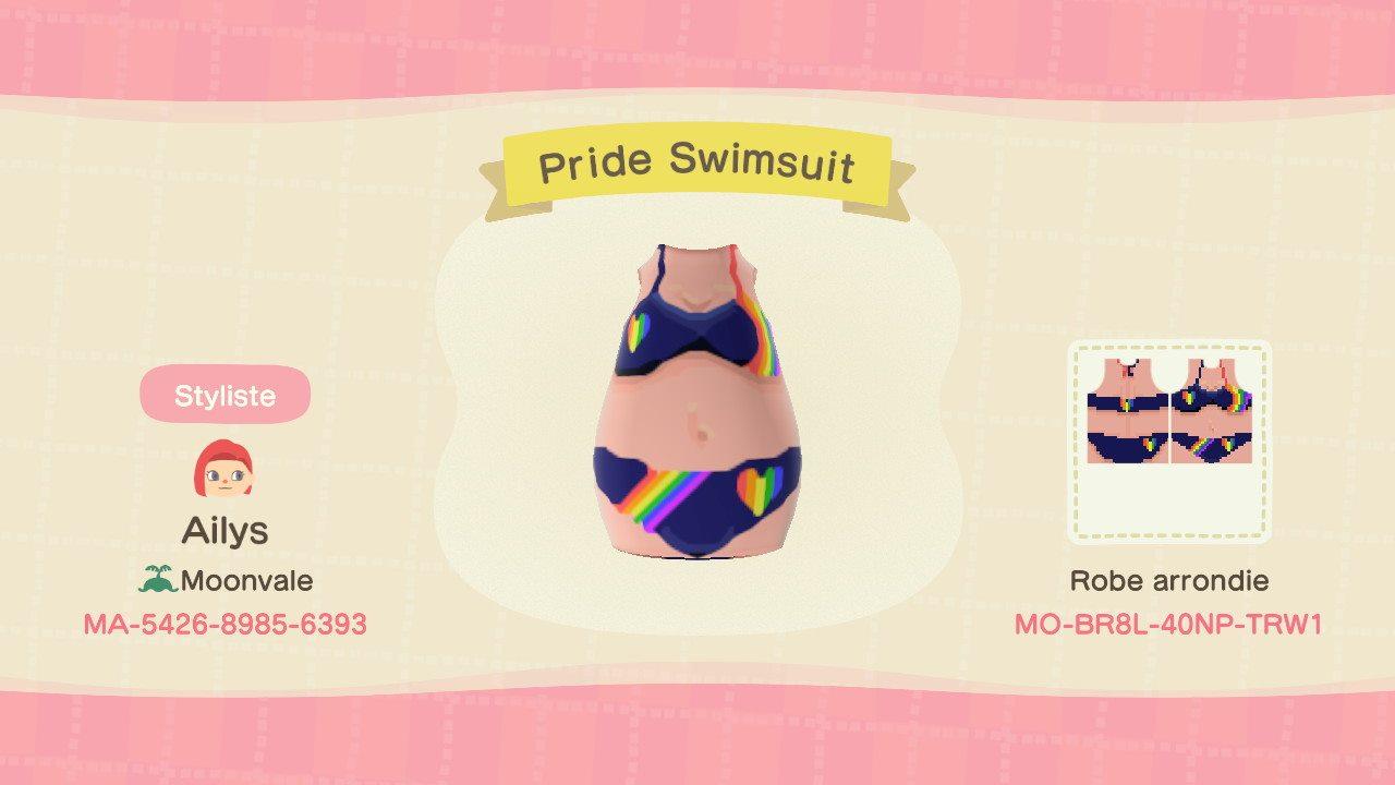 Animal Crossing Design Code: MO-BR8L-40NP-TRW1 Pride Swimsuit