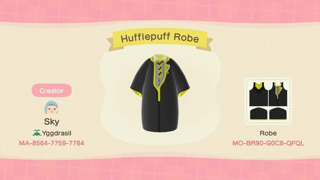 Animal Crossing Design Code: MO-BR90-G0C8-QFQL Hufflepuff Robe