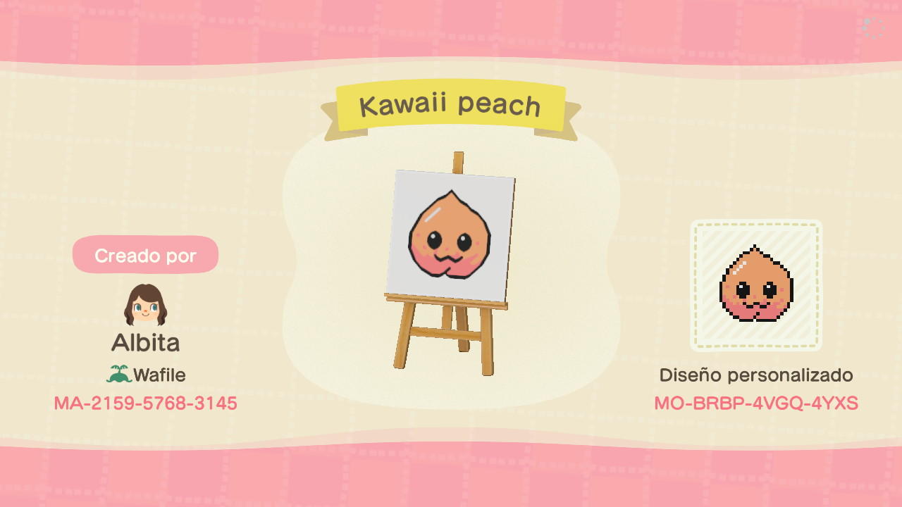 Animal Crossing Design Code: MO-BRBP-4VGQ-4YXS Kawaii peach