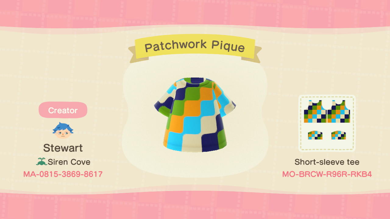 Animal Crossing Design Code: MO-BRCW-R96R-RKB4 Patchwork Pique