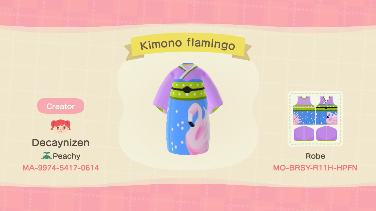 Animal Crossing Design Code: MO-BRSY-R11H-HPFN Kimono flamingo