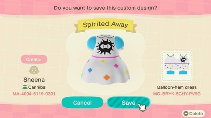 Animal Crossing Design Code: MO-BRYK-5CHY-PV9G Spirited Away
