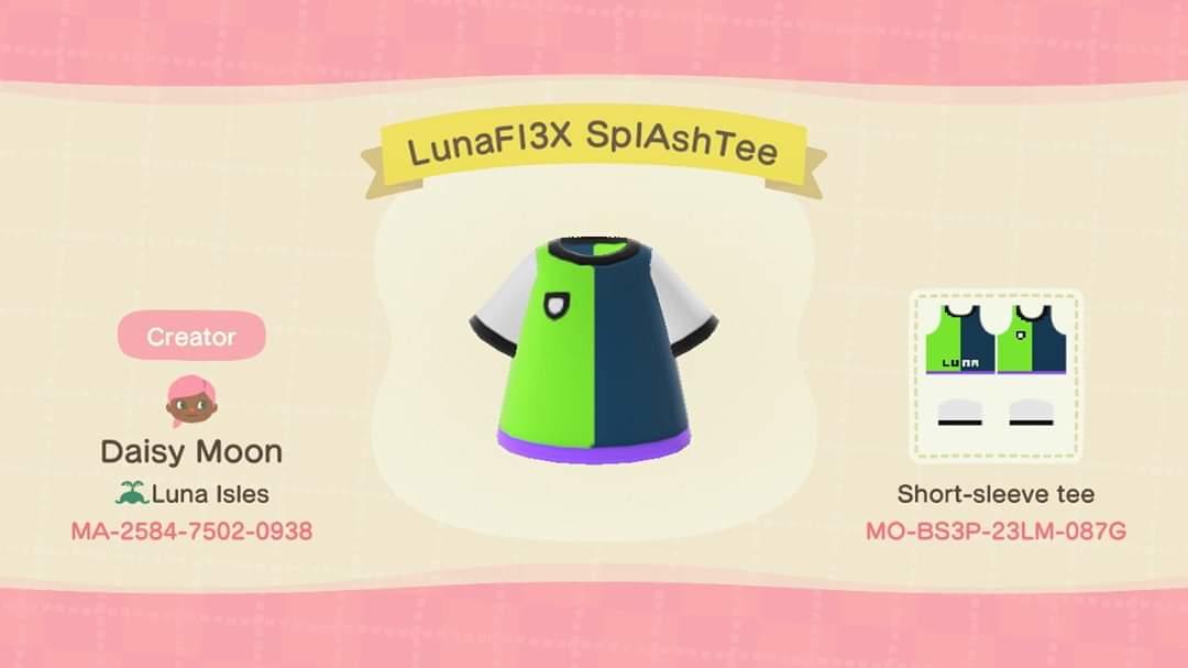 Animal Crossing Design Code: MO-BS3P-23LM-087G LunaFlex SplashhTee